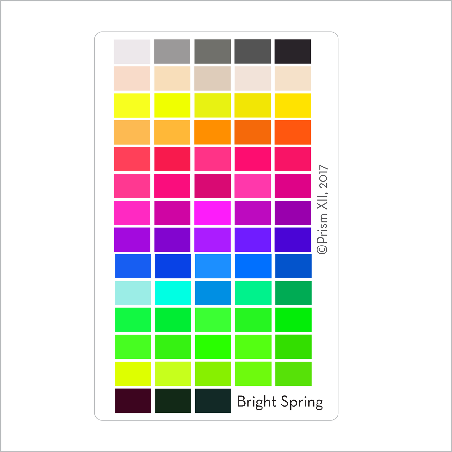 Palette colors on a card