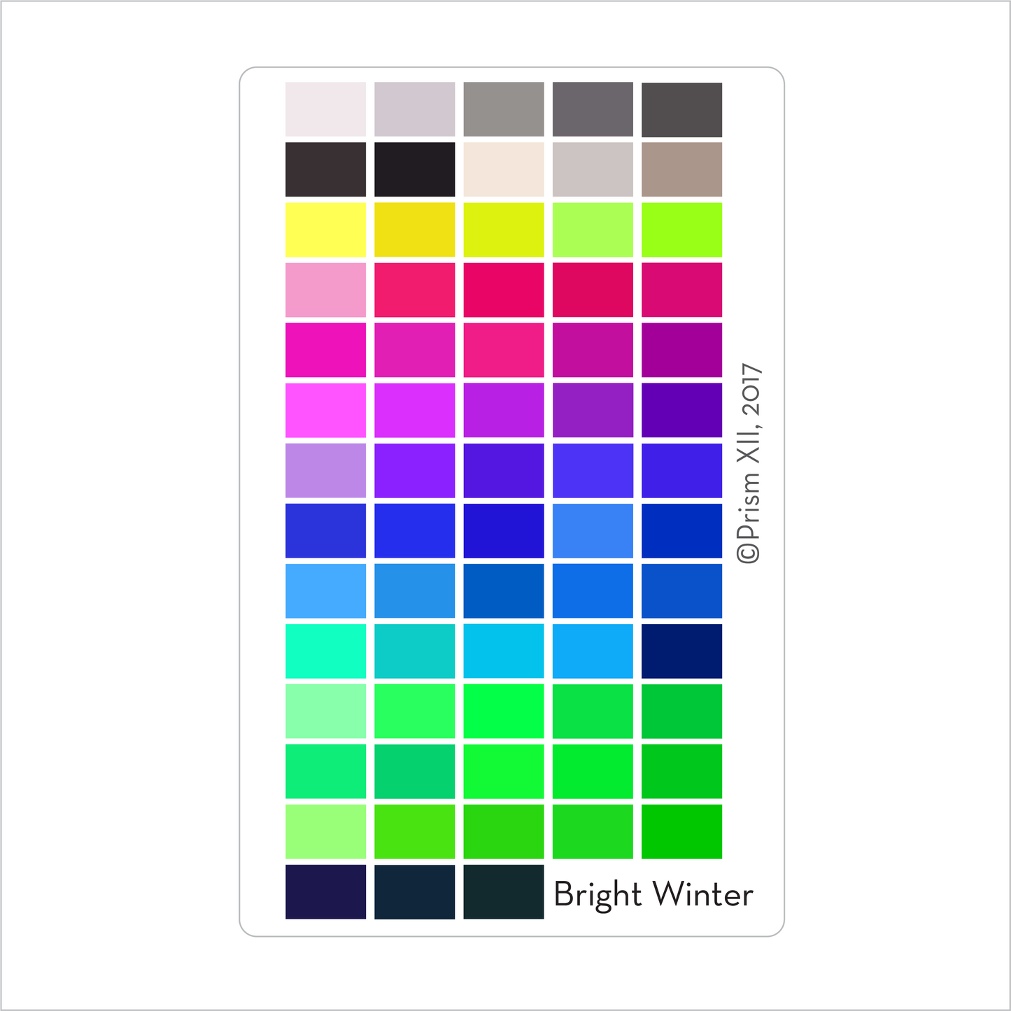 Palette colors on a card
