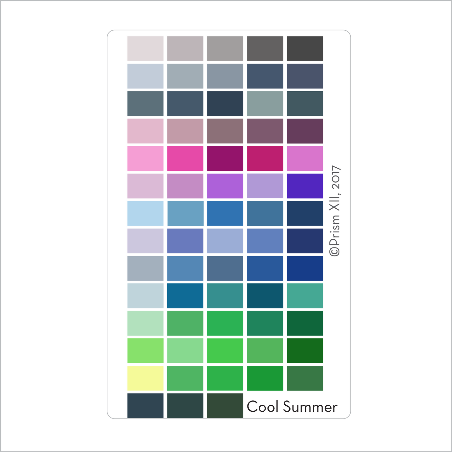 Palette colors on a card