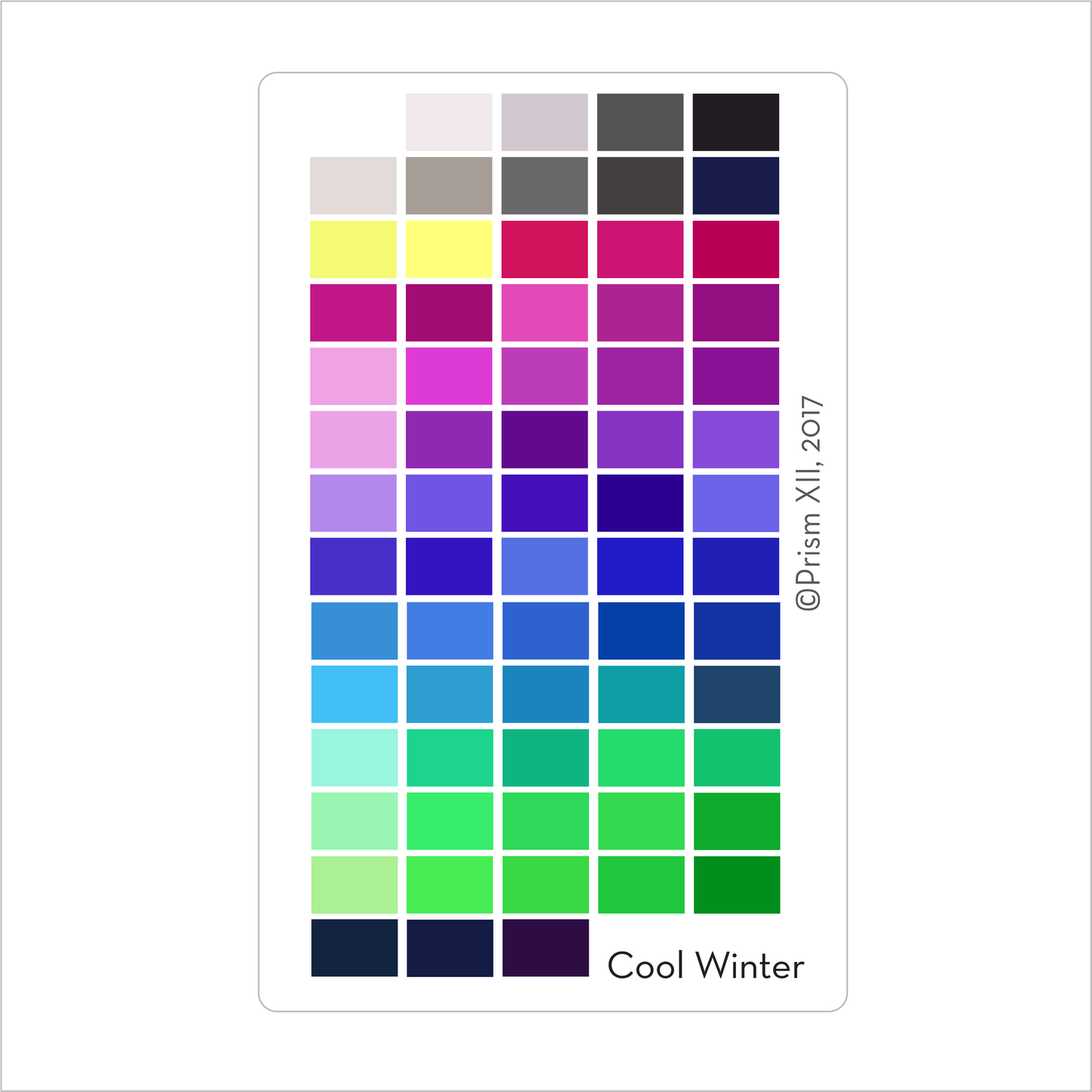 Palette colors on a card
