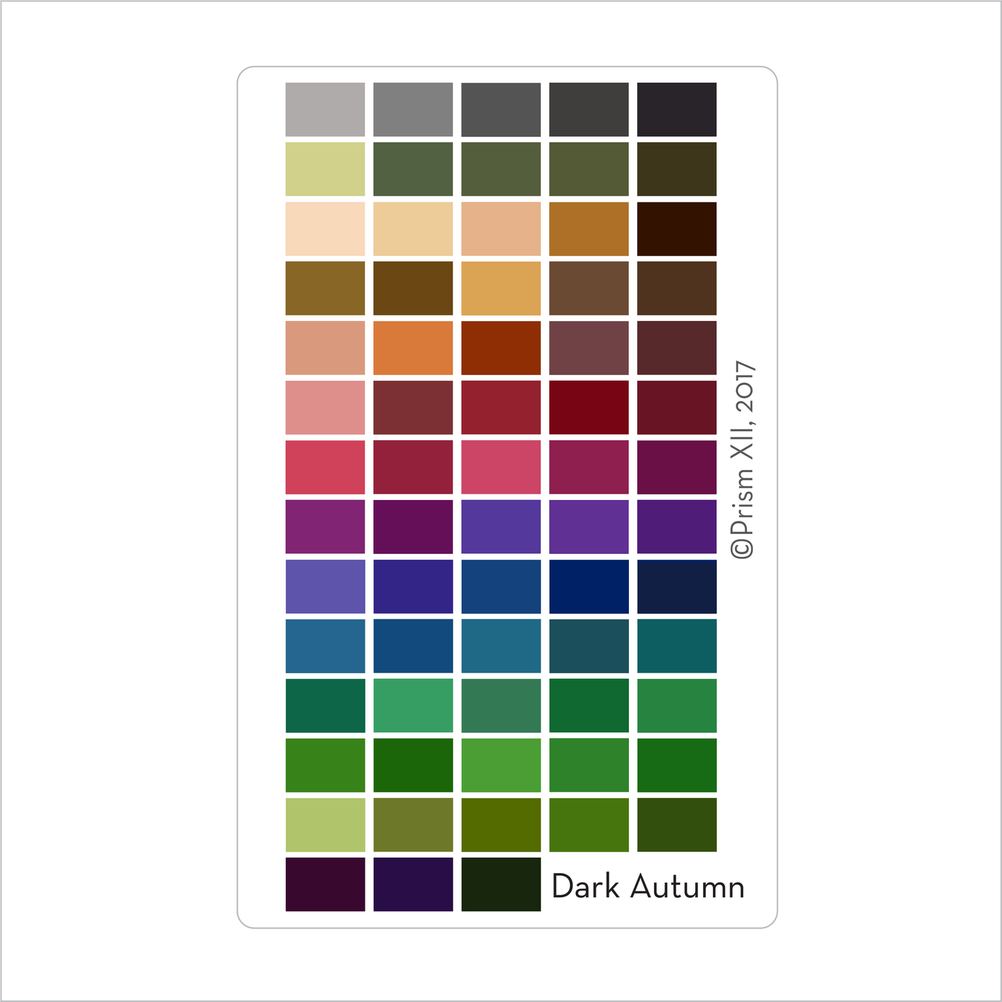 Palette colors on a card