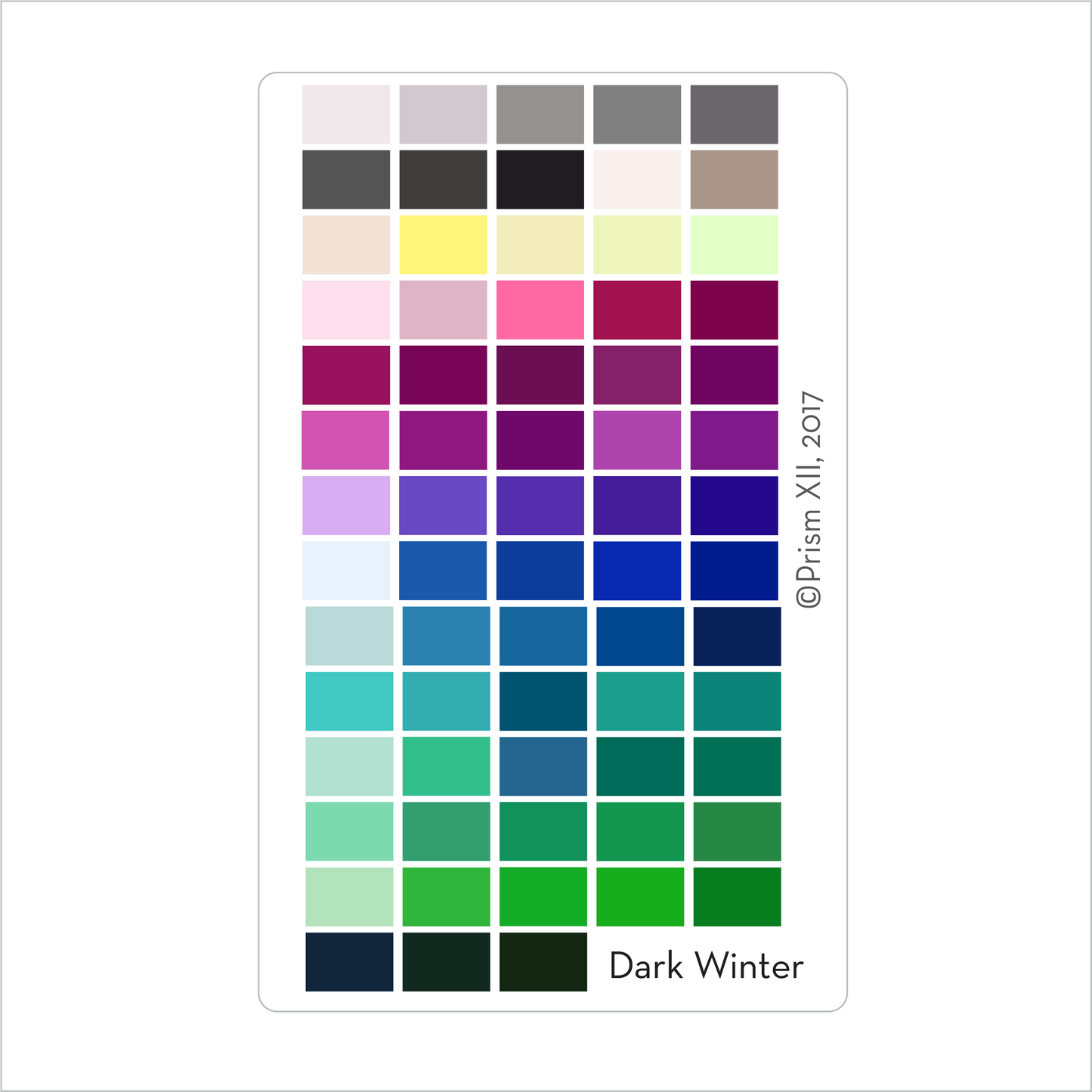 Palette colors on a card