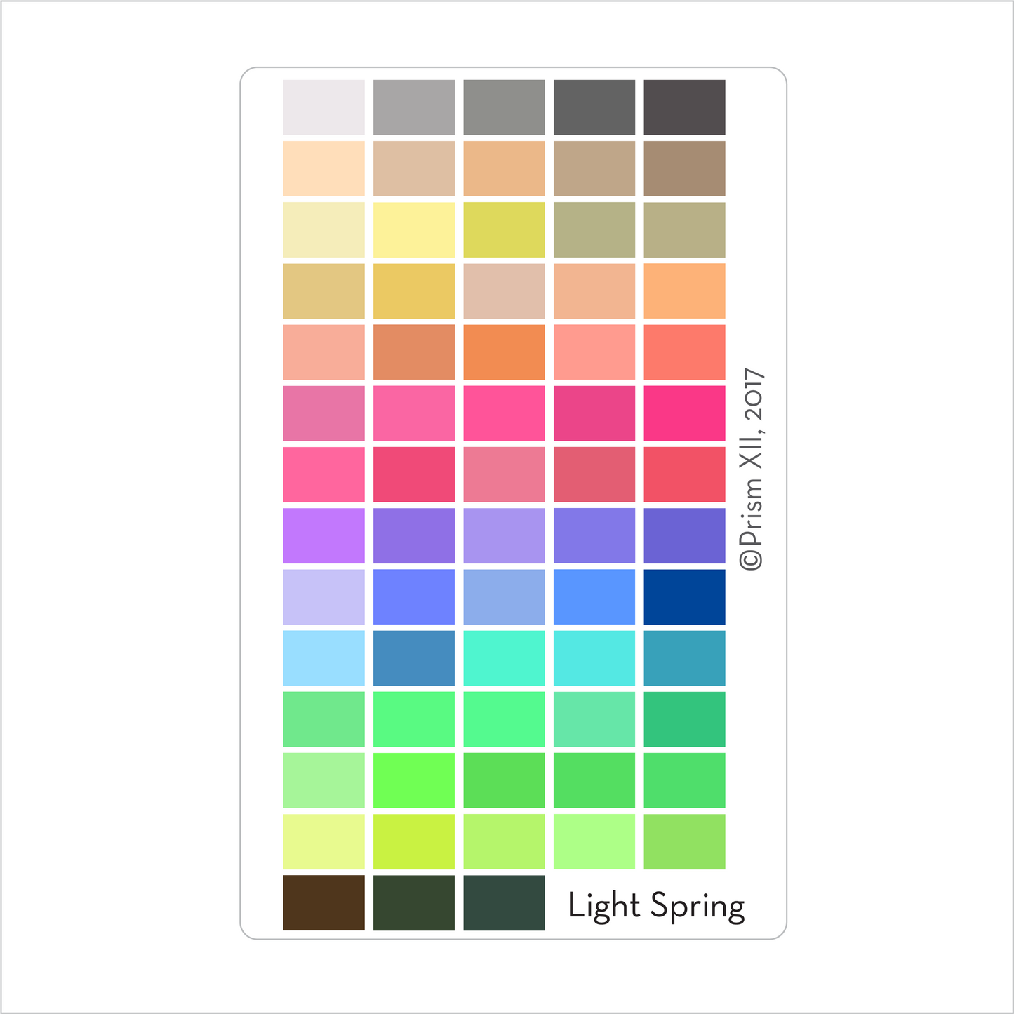 Palette colors on a card