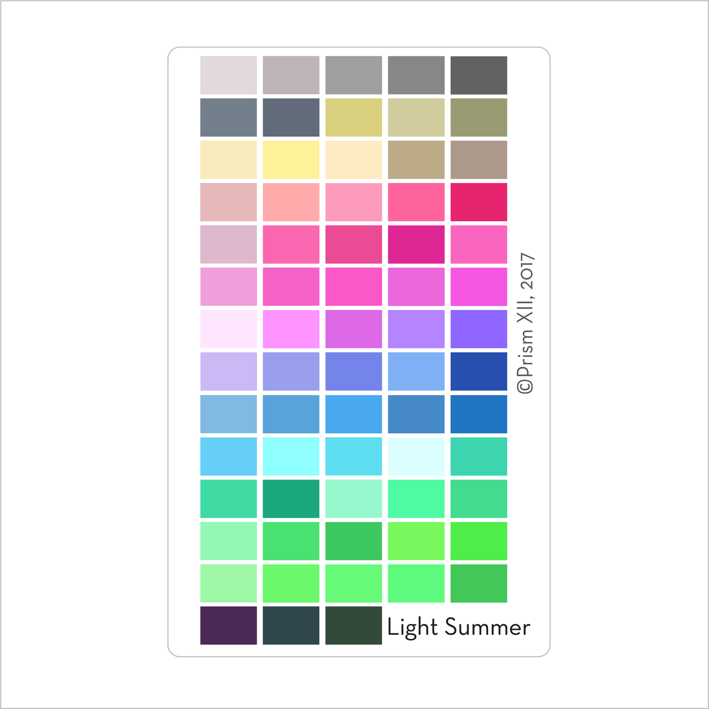 Palette colors on a card