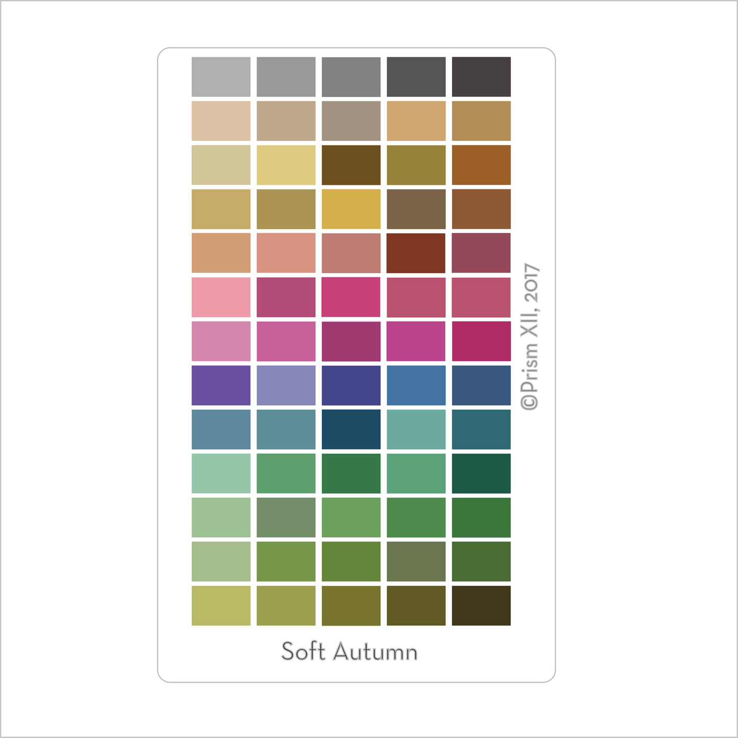 Palette colors on a card
