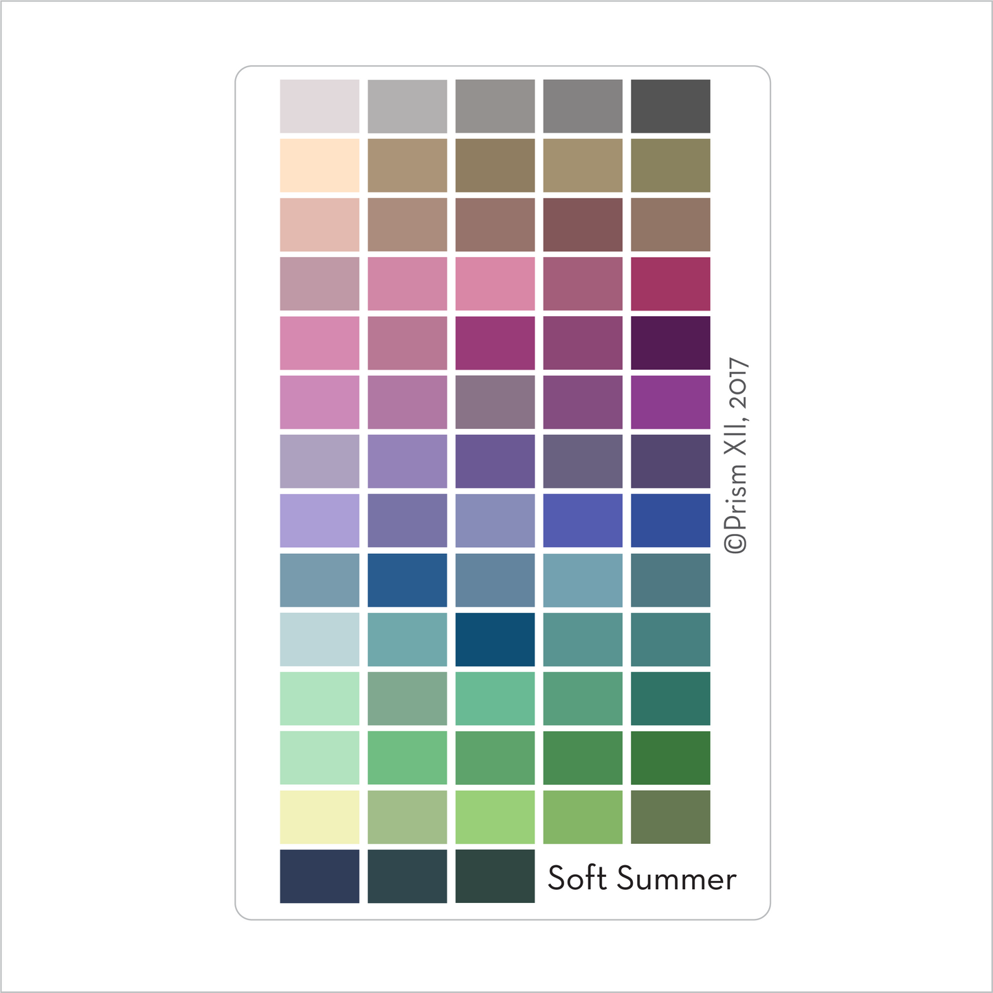 Palette colors on a card