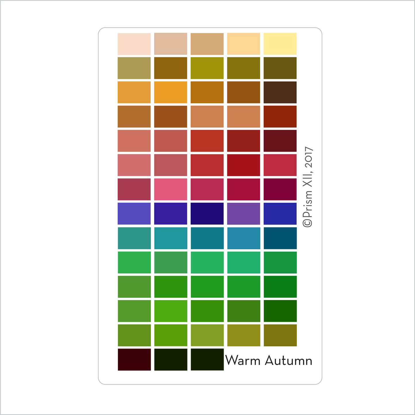 Palette colors on a card