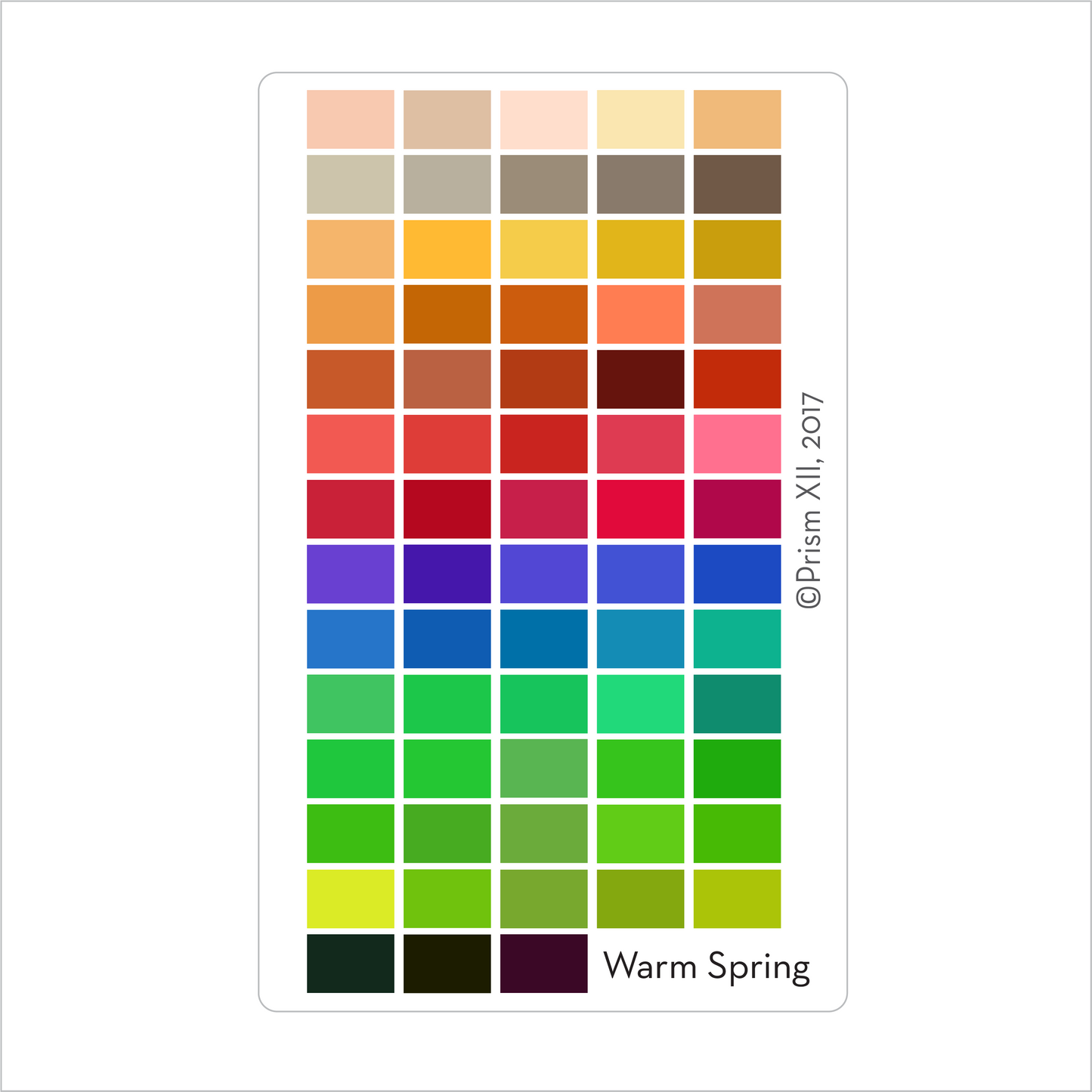Palette colors on a card